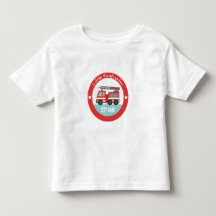 小さな消防士、赤い消防車、男の子用 トドラーTシャツ
