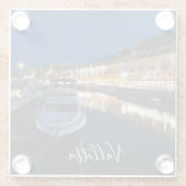 小さな港を持つバレッタのウォーターフロント地区 ガラスコースター (裏面)