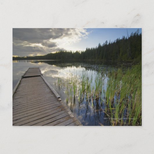 小さな湖に沈む夕日 ポストカード (正面)