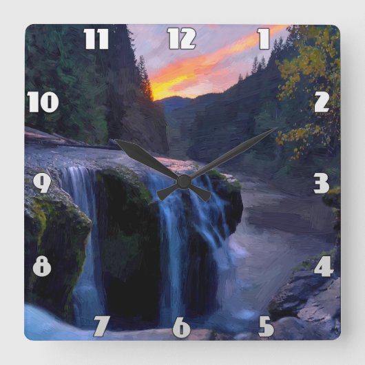小さな滝ランニングの山の谷を下る。 スクエア壁時計 (正面)