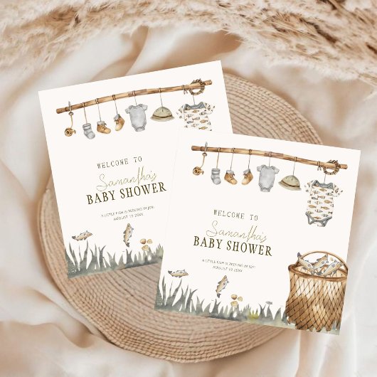 小さな漁師が喜びの赤ちゃんシャワーでリール