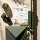 小さな漁師が喜びの赤ちゃんシャワーで歓喜している サンキューカード