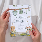 小さな漁師が喜びの赤ちゃんシャワーで歓喜している サンキューカード