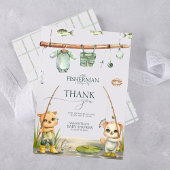 小さな漁師が喜びの赤ちゃんシャワーで歓喜している サンキューカード