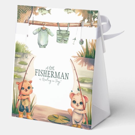 小さな漁師が喜びの赤ちゃんシャワーを浴びている フェイバーボックス (裏面)