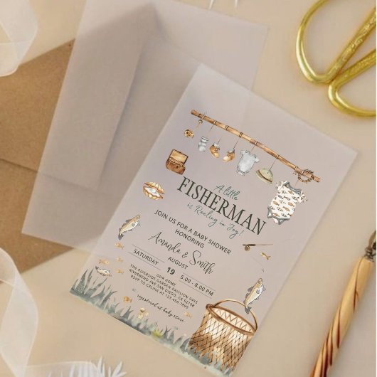 小さな漁師が喜びの赤ん坊のシャワーを浴びる アクリル招待状