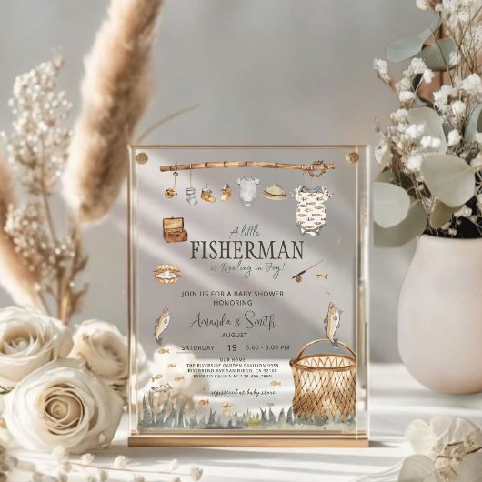 小さな漁師が喜びの赤ん坊のシャワーを浴びる アクリル招待状