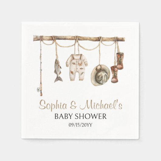 小さな漁師が赤ちゃんのシャワーパーティーを行く スタンダードカクテルナプキン (正面)