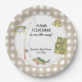 小さな漁師が赤ちゃんシャワーの途中にある ペーパープレート