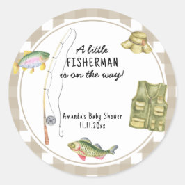 小さな漁師が赤ちゃんシャワーの途中にある ラウンドシール