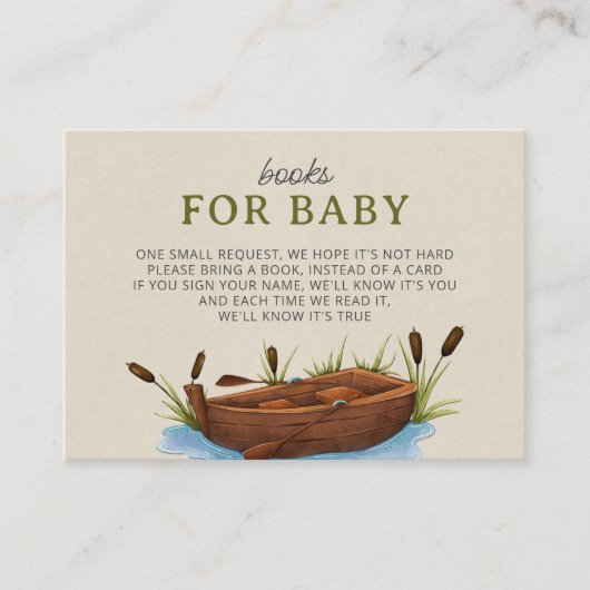 小さな漁師が赤ちゃんシャワー用の本を書く エンクロージャーカード (正面)