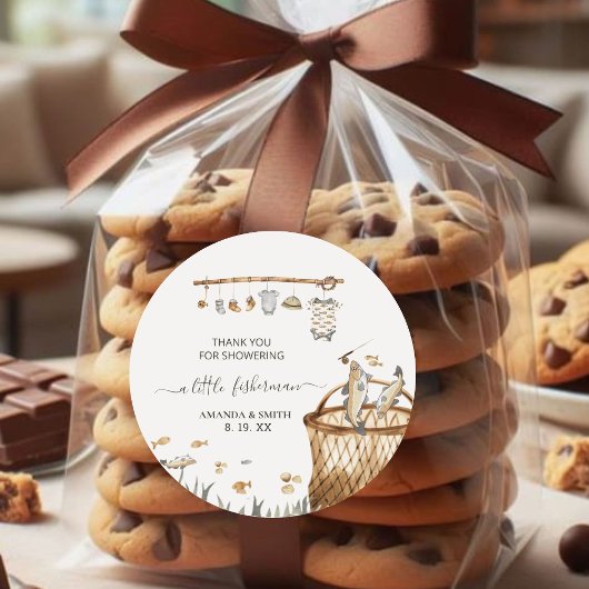小さな漁師の水の色の赤ちゃんシャワー ラウンドシール