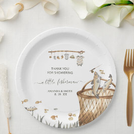 小さな漁師の水の色の魚釣り赤ちゃんシャワー ペーパープレート