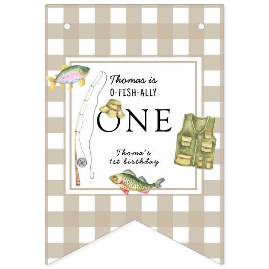 小さな漁師の誕生日パーティー バンティングフラッグ (第1の旗)