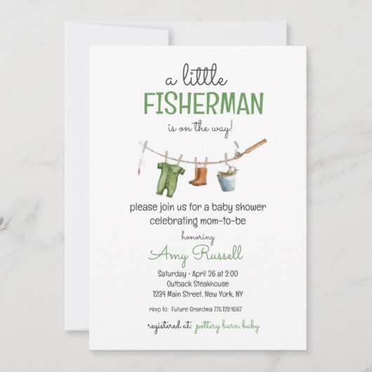 小さな漁師の赤ちゃんシャワー招待状 招待状 (正面)