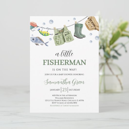 小さな漁師の赤ちゃんシャワー 招待状 (スタンド正面)