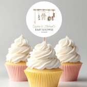 小さな漁師の赤ん坊のシャワーケーキトッパー ラウンドシール