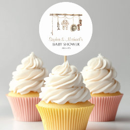 小さな漁師の赤ん坊のシャワーケーキトッパー ラウンドシール