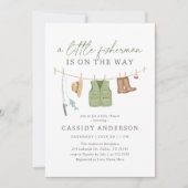 小さな漁師の釣り物干しベビーシャワー 招待状 (正面)