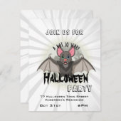 小さな漫画のこうもりとAそれほど怖くないハロウィーン 招待状 (正面/裏面)