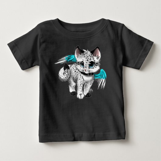 小さな漫画のエンジェル猫 ベビーTシャツ (正面)