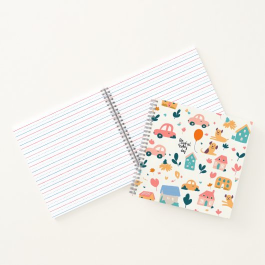 小さな漫画の模様が描かれた、かわいいスパイラルのノートブック ノートブック (内部)