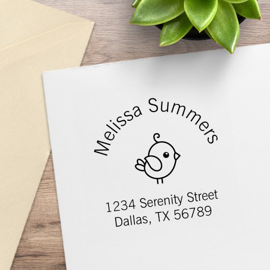 小さな漫画の鳥のアーチのアドレス ラバースタンプ