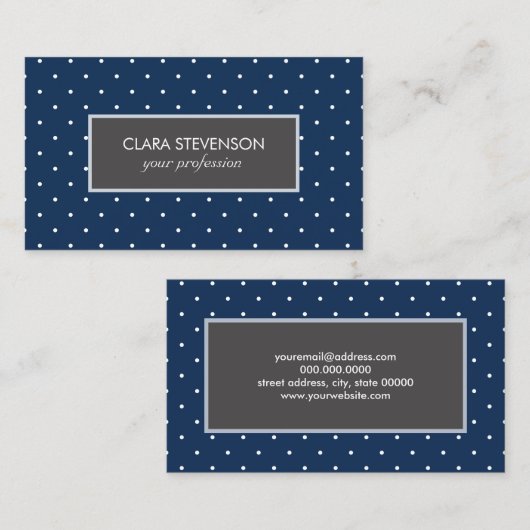 小さな濃エレガント色の白色の水玉模様パターン 名刺 (正面/裏面)
