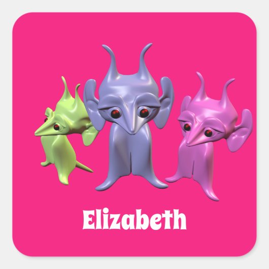 小さな火星人、パーソナライズされた子供のために。 スクエアシール (正面)