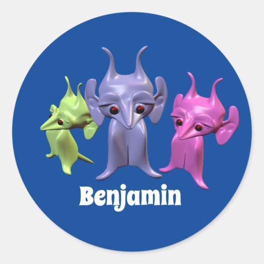 小さな火星人、パーソナライズされた子供のために。 ラウンドシール (正面)