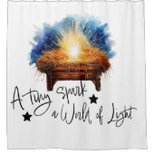 小さな火花がライトマンガーのクリスマスの世界 シャワーカーテン (正面)