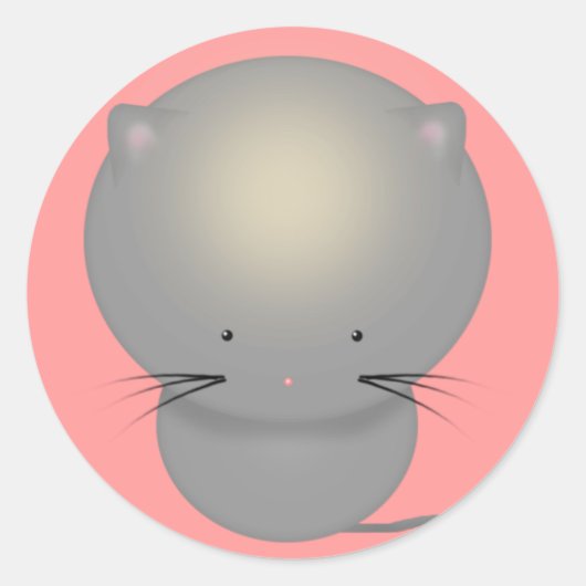 小さな灰色の子猫ステッカー ラウンドシール (正面)
