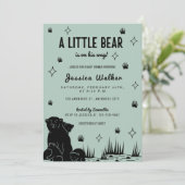小さな熊が彼の途中にある赤ちゃんシャワー招待状 招待状 (スタンド正面)
