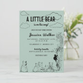 小さな熊が彼の途中にある赤ちゃんシャワー招待状 招待状 (スタンド正面)