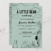 小さな熊が彼の途中にある赤ちゃんシャワー招待状 招待状 (正面/裏面)