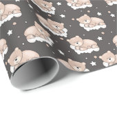 小さな熊が眠っている模様 ラッピングペーパー (ロールコーナー)