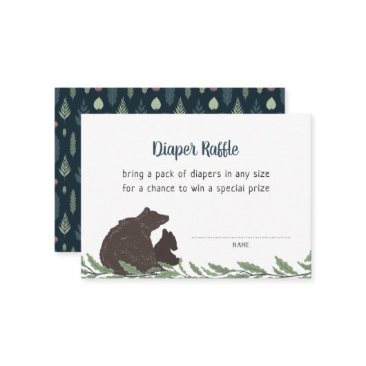 小さな熊の赤素朴ちゃんシャワーおむつラッフルカード エンクロージャーカード (正面/裏面インサイチュ)