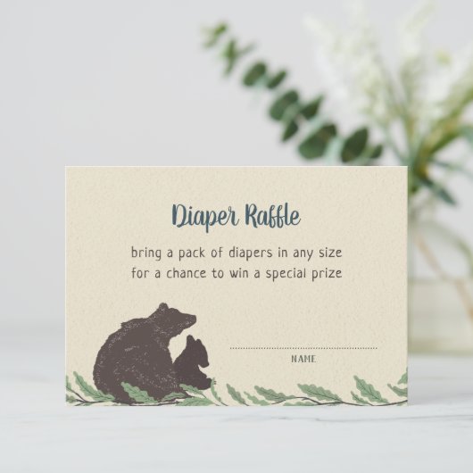 小さな熊の赤素朴ちゃんシャワーおむつラッフルカード エンクロージャーカード (スタンド正面)
