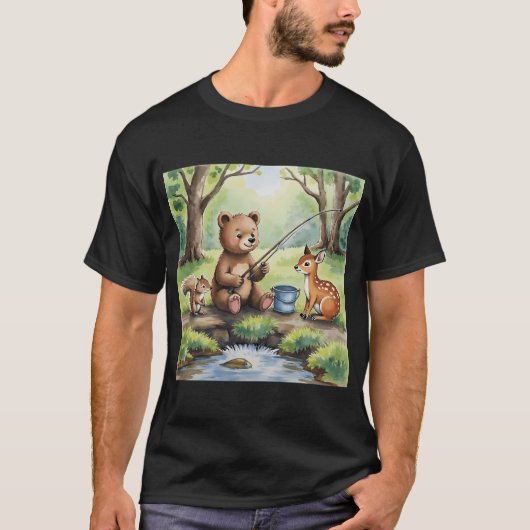 小さな熊の釣り Tシャツ (正面)