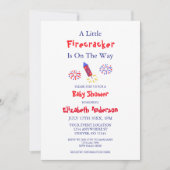 小さな爆竹が赤ちゃんシャワーの途中にある 招待状 (正面)