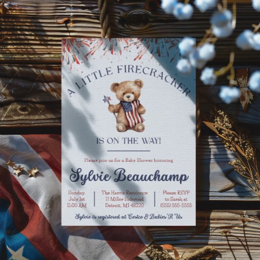 小さな爆竹が途中だ！赤ちゃんシャワー 招待状