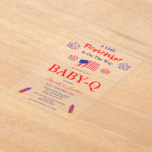 小さな爆竹が途中にあるベビー-Q アクリル招待状 (レイダウン)