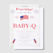小さな爆竹が途中にあるベビー-Q ベラム紙招待状 (オフセット)