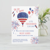 小さな爆竹を上げて赤ちゃん遠くにのシャワー 招待状 (スタンド正面)