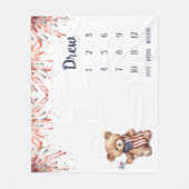 小さな爆竹テディベアベビーマイルストーン フリースブランケット (正面)