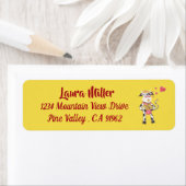 小さな牛の愛の黄色の差出人住所ラベル ラベル (インサイチュ)