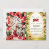 小さな牧場の乙女、1歳のお誕生日 招待状 (正面)