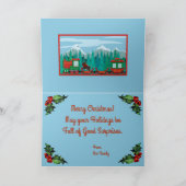 小さな犬と一緒に楽しいクリスマス列車 シーズンカード (内部)