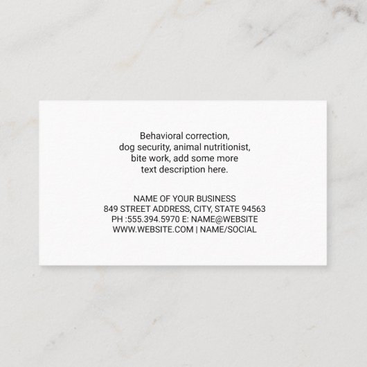 小さな犬に座って | 動物飼養業 名刺 (裏面)