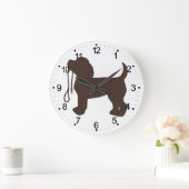 小さな犬のシルエット-背景色を選択 ラージ壁時計 (ホーム)